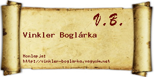 Vinkler Boglárka névjegykártya