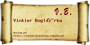 Vinkler Boglárka névjegykártya
